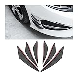 JNNJ Car Spoiler Canards Kit, 6 Pcs Universal Front Bumper Lip Splitter, Soft Fins Spoiler Canards Kit for Car Body, Anti-Collision Strip Bumper Decoration Sticker Exterior Accessories(Carbon Fiber)
