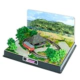 Lok Han Z Gauge Diorama Set Railway Model (Z Shorty Kiha 52-156 Metropolitan Area Color, Mini Layout 2 & Scenic Summer Parts Set), Train, Rail, Level Crossing, Tabletop, A4 Size