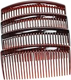 4 Pack of Tort Brown Large 9cm Plain French Side Hair Combs Slides Grips Clips Hair Accessories for Women Girls by Glitz4Girlz
