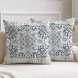 Vorysum Cushion Cover 45 x 45 cm Set of 2 Abstract White Oriental Vintage Pattern Cushion Cover Soft Material Couch Decorative Cushion Covers for Sofa Couch Bedroom (Blue and White Porcelain)