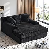 SJPVPYB Chaise Lounge Chair Indoor, Sofa Bed with Pillows and Armrests, Boneless Corduroy Cloud Couch for Bedroom Living Room No Assembly (Black single sofa)