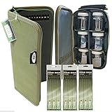 CARP FISHING 6 GLUG POTS GREEN HOLDER BAG + NGT STIFF RIG WALLET + 18 Hair Rigs