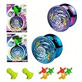 2Pcs Light Up Alloy Yo-Yo for Beginners – Yo-Yos for Tricks with Extra Strings – Professional Ball With Unresponsive Bearing（Blue + Purple）