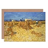 Artery8 Vincent Van Gogh Corn Harvest Provence Painting Fine Art Greeting Card Plus Envelope Blank Inside