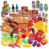 THE TWIDDLERS 150 Pieces Pretend Play Food Toys, Role Play Kids Kitchen Accessories Toy Food Set for Boys & Girls, Bulk Fake Pretend Food, Includes Fruits & Vegetables Age 3+