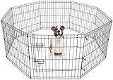 Doggy Style 8 Panel Playpen Suitable for Dogs Puppies Cats & Rabbits Foldable Ideal for Indoor/Outdoor use Puppy Play Pen (Small, 8 Panel Light/Lge Door/Black)