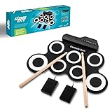 Portable Electric Digital Roll Up Pad With 7 Drum Pads, Headphone Jack, Pedals and Sticks - Musical Instrument for Beginners, Children Christmas Gifts