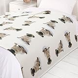 Dreamscene Pug Fleece Throw Over Warm Soft Puppy Dog Bed Blanket Large 120 x 150 cm