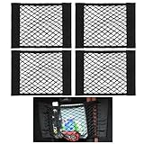 4 Pack 30 x 25 cm Storage Nets, Black Adhesive Mesh Cargo Net Elastic String Net, Campervan Storage Bags for Storing Phone Water Bottle Toiletry