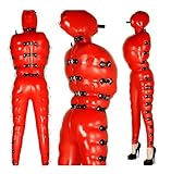LIXIAAOOKWEDG Comfort Latex Rubber Catsuit Badysuit Mask Suit Inflatable Binding Bundle Suit MasqueradeXXS-XXL,red,XS