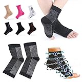 6 Pairs dr Sock Soothers Socks Anti Fatigue, Vita Wear Copper Infused Magnetic Foot Support Compression Sock (6*Black White, L/XL)