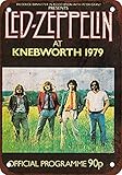 Metal Tin Sign 1979 Led Zeppelin At Knebworth Metal Aluminum Sign For Wall Decor 11.8X7.8 Inch