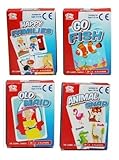 A - Z Pack 4 Classic Chldrens Card Games Kids Travel Fun Old Maid Animal Snap Go Fish