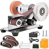 Junchamp 3-in-1 Mini Belt Sander - 15 Degree Knife Sharpener Electric Bench Grinder Sanding Machine, 7 Adjustable Speed Buffer Polisher for Metal Wood DIY Handcraft, Tool & Knife Sharpening