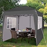 Pop-up Gazebo 2m x 2m With Sides Silver Protective Layer Waterproof Marquee Canopy (WS) (Grey)