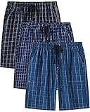 MoFiz Men's Cotton Plaid Pyjama Shorts Lounge Pants Nightwear Sleep Shorts Pyjama Bottoms Loungewear with Button Fly MF26-E Size M