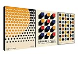 Bauhaus Wall Art - Bauhaus Print - Exhibition Poster - Set of 3 Prints - Wrapped Framed Canvas Wall Art - Various Sizes (A1 [81cm x 61cm])