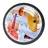 Set of 4 Classical Music Instruments and Sheet Music Cabinet Knobs Handles Pulls for Drawer Closet Dresser Cupboard Wardrobe Furniture Door Kitchen