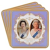 The Leonardo Collection Her Majesty Queen Elizabeth II Commemorative Set of 4 Coasters Souvenir Memorabilia, White, L11cm, LP18214