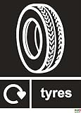 Tyres Recycling Sign - Self Adhesive Vinyl 150mm x 100mm