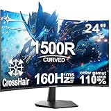 Minifire 24 Inch Gaming Monitor, 160Hz, Curved Gaming Monitor, 1500R, 1Ms, sRGB130%, FHD 1080P Computer Screen, VESA Compatible, Eye Care Adaptive Sync HDMI＆DP Prots （MFG24C1L ）