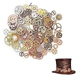 jeufun 50 Grams Steampunk Gears, Cogs and Gears, Assorted Vintage Antique SteampunkGears Charms Cogs, Watch Cog Wheel Sets Steampunk Craft for Jewelry Making, DIY Handmade Accessories- 4 Colors