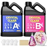 Epoxy Resin Kit 32oz/948ml - Crystal Clear Resin and Hardener, No Yellowing, No Bubbles Casting with Mixing Sticks and Cups, Best for DIY, Crafts, Beginners, Easy Mix 1:1 Ratio (32oz)