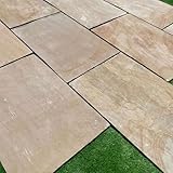 The Stonemart Rippon Buff Riven Sandstone Paving Slabs 600x900mm – Indian Natural Stone for Rustic Outdoor Garden & Patio Landscaping (Pack of 5)