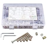 Toolly 180PCS M6 Bolts Nuts Kit Furniture Bolt Crib Screws Kit Hex Socket Head Cap Screws Nuts Barrel Bolt Nuts for Crib Bunk Bed Cot (M6×20mm - M6×80mm)