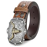 Western Leather Buckle Belt for Men Women Cowboy Cowgirl Mens Leather Belt for Jeans Christmas Hallowmas Men's Belt present