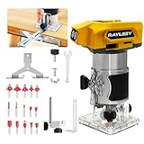800W Cordless Wood Router for Dewalt 18V Battery (Not Included Battery), 6 Variable Speeds Router Tool for Woodworking Slotting Trimming, Compact Electric Brushless Trimmer with 15PCS 1/4" Router Bits