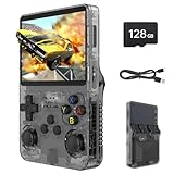 Febotak R36S Retro Handheld Game Console, 3.5 Inch IPS Screen, 128GB Memory, Over 40,000 Games, Based on LINXU Open Source ARKOS, 3500mAh Battery (black)
