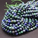 Grade A Malachite Azurite (Blue, Green) (Dyed) Semi-Precious Gemstone Round Beads - 6mm