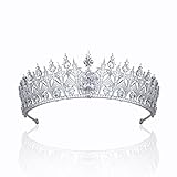 Women's Headdresses,Hair Jewelry Crown Tiaras for Women Cubic Zirconia Crystals Queen Princess Wedding Tiara Crown Bridal Women Hair Accessories Jewelry Sapphire Royal Princess Tiara(Silver)