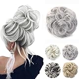 JJstar Messy Hair Bun Curly Wavy Hair Scrunchies Accessories Pieces for Women Girls Synthetic Chignons (Silver Grey)