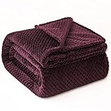 GLS Home Luxury Throw Blanket King Size Waffle Honey Comb Throw Blanket Super Soft Lightweight Warm Cosy Fleece Throws Couch Bedspread TravelThrow Blanket (Aubergine, King 200x240cm) (Jacquard Throw)