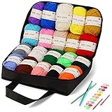 Belle Vous 20 Pack of Acrylic Knitting Crochet Yarn Skeins - 30g Assorted Colour Bonbons with bag - 60m/65.61 Yards - Wool Perfect for Colourful Handcrafts and Mini Multicoloured Weaving Projects