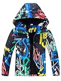 NATUST Kids Fleece Lined Coat Windbreaker Hooded Jackets Winter Outdoor Raincoat Navy 12-13 Years