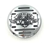 Chrome Horn Cover with Black Logo for 1998-2013 for Yamaha V-Star 650 / Classic/Custom 1999-2009 for Yamaha V-Star 1100 / Classic/Custom/Silverado 1995-2006 for Kawasaki Vulcan 801