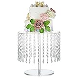 NUPTIO Acrylic Cake Stand Round: Cupcake Stands 31cm Diameter Clear Afternoon Tea Dessert Display Cup Cakes Serving Plate with Crystal Chandelier for Wedding Birthday Party Baby Shower Decorations