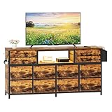 Dripex TV Cabinet Stand Unit for TVs up to 65 Inches with 12 Drawers Storage Organizers and Open Shelves with RGB LED Lighted TV Gaming Entertainment Center for Living Room(140 x 35 x 70CM)
