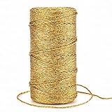 G2PLUS 100M Decorative Metallic String - 1.5mm Gold Twine String - Sparkle Bakers Thread Twine- Jewelry Thread Cord for DIY Crafts Gift Wrapping & Wedding Favors