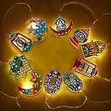 Nuanchu 5.4 Feet 10 Eid Decorations Eid Al Adha String Light Ramadan LED Fairy String Lights Battery Operated Lights Eid Mubarak Light Moon Star Lantern Decor for Indoor Outdoor Home