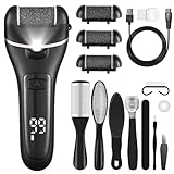 Bemece Electric Foot File Callus Remover, Professional Rechargeable Waterproof Pedicure Kit with 10 in 1 Foot Files Pedicure Tools Set for Cracked Heels Calluses and Dead Skin…（Valentine's Day Gift）