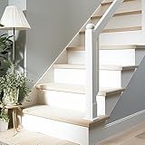 Neukids Stair Stickers Self-Adhesive White Stair Cladding Stair Riser Decals Stair Riser Stickers Tile Stickers Waterproof,Backsplash Wall Art Decal for Kitchen Bathroom,7PCS,100X18CM