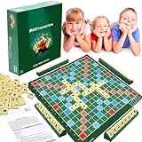 2-4 Players Scrabble Board Games, Letter Game, Travel Scrabble Spelling Games, Alphabet Word Games, 100 Letter Blocks, 1 Game Board, Educational Learning Puzzle Toys Gift for Kids Family (A)