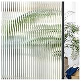 Lifetree Reeded Glass Window Film Privacy: 3D Decorative Vinyl Window Privacy Film Static Cling UV Blocking for Glass Windows Door (Glue, 44.5 * 200cm)