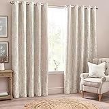 Wylder Nature Sophia Eyelet Curtains - 2 Panels - Width x Drop - 117 x 183cm (46 x 72) - Natural