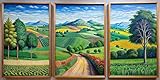 triptych painted by david hockney 1-3x A4 Poster - Triptych rolled in tubes BensArt Triptych set 3 Three Stretched Mounted Multi Panel Wall Art Classic Picture Arts Abstract Artwork Painting Print