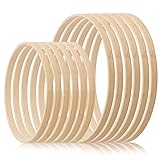 12 Packs 2 Sizes Wooden Bamboo Floral Hoop, Wooden Rings Wreath, Wooden Floral Hoop for Craft, for DIY Flower Arrangement Dreamcatcher Wedding Wreath Decoration and Wall Hanging Craft (15cm/20cm)